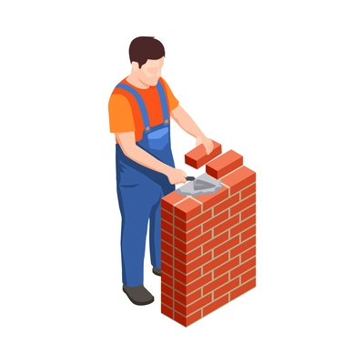 Construction workers isometric composition with human character in uniform with tools vector illustration