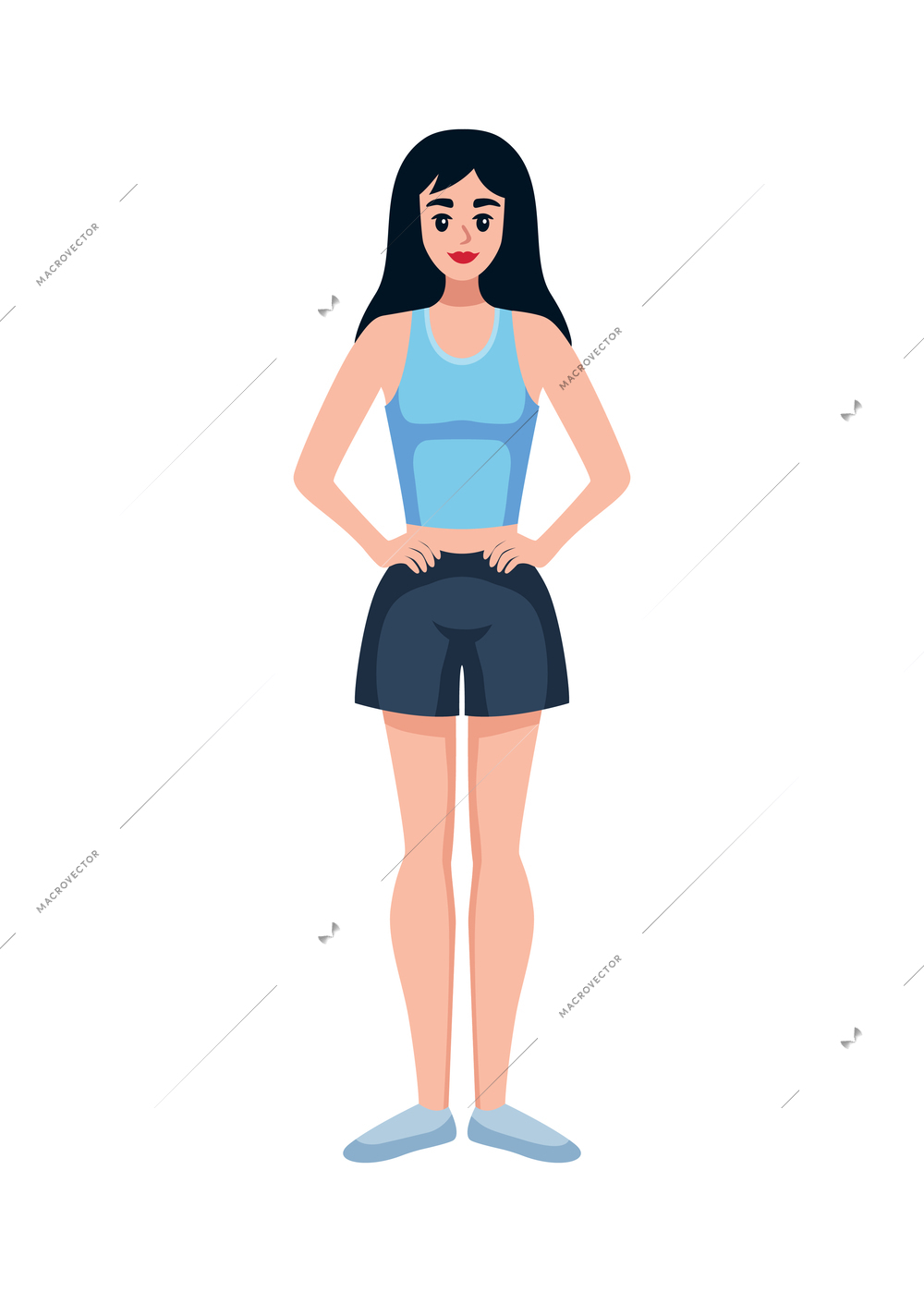 Diet composition with isolated human character of pretty girl losing weight vector illustration