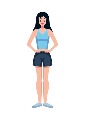 Diet composition with isolated human character of pretty girl losing weight vector illustration