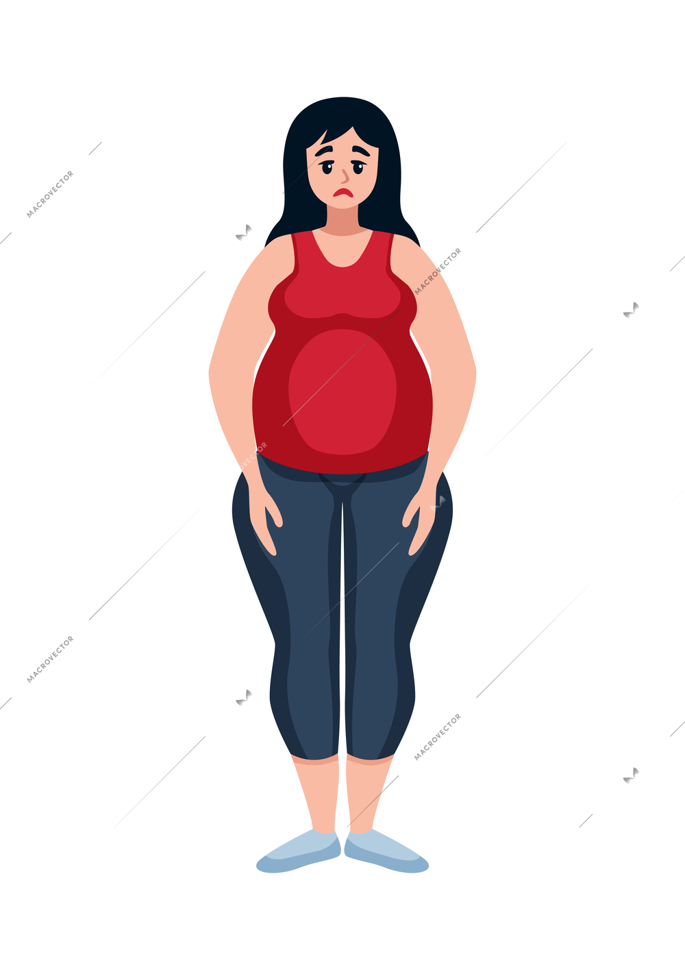 Diet composition with isolated human character of pretty girl losing weight vector illustration