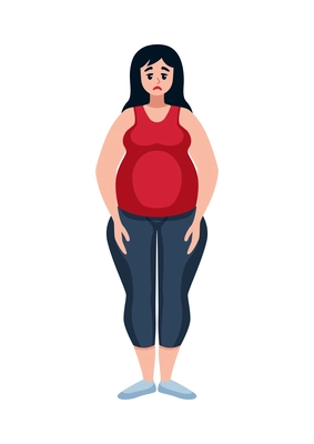 Diet composition with isolated human character of pretty girl losing weight vector illustration