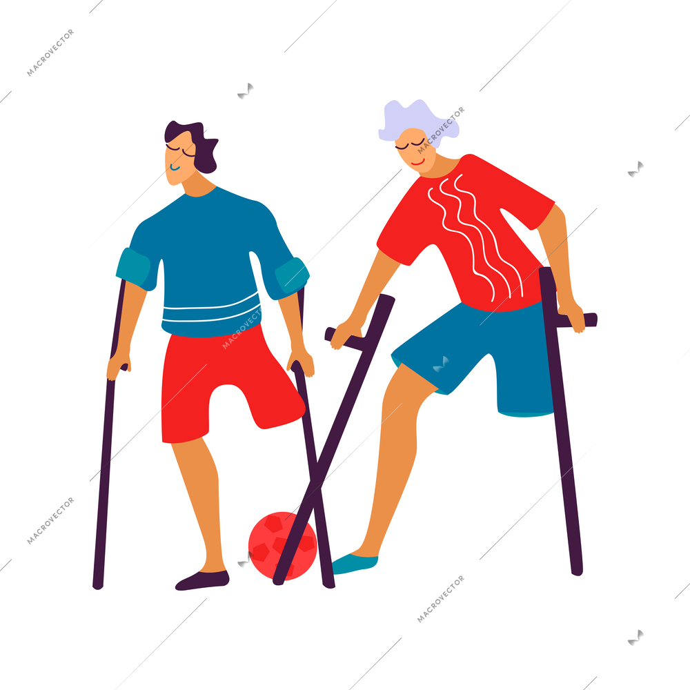 Disabled people sport flat composition with doodle incapitated persons doing sports on blank background vector illustration