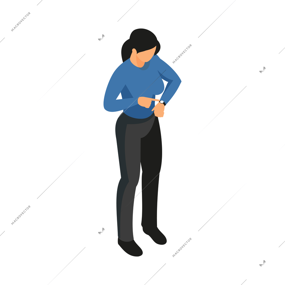 Isometric deadline composition with isolated human character of business person on blank background vector illustration