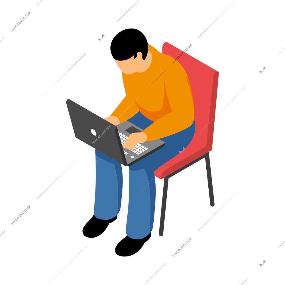 Isometric deadline composition with isolated human character of business person on blank background vector illustration