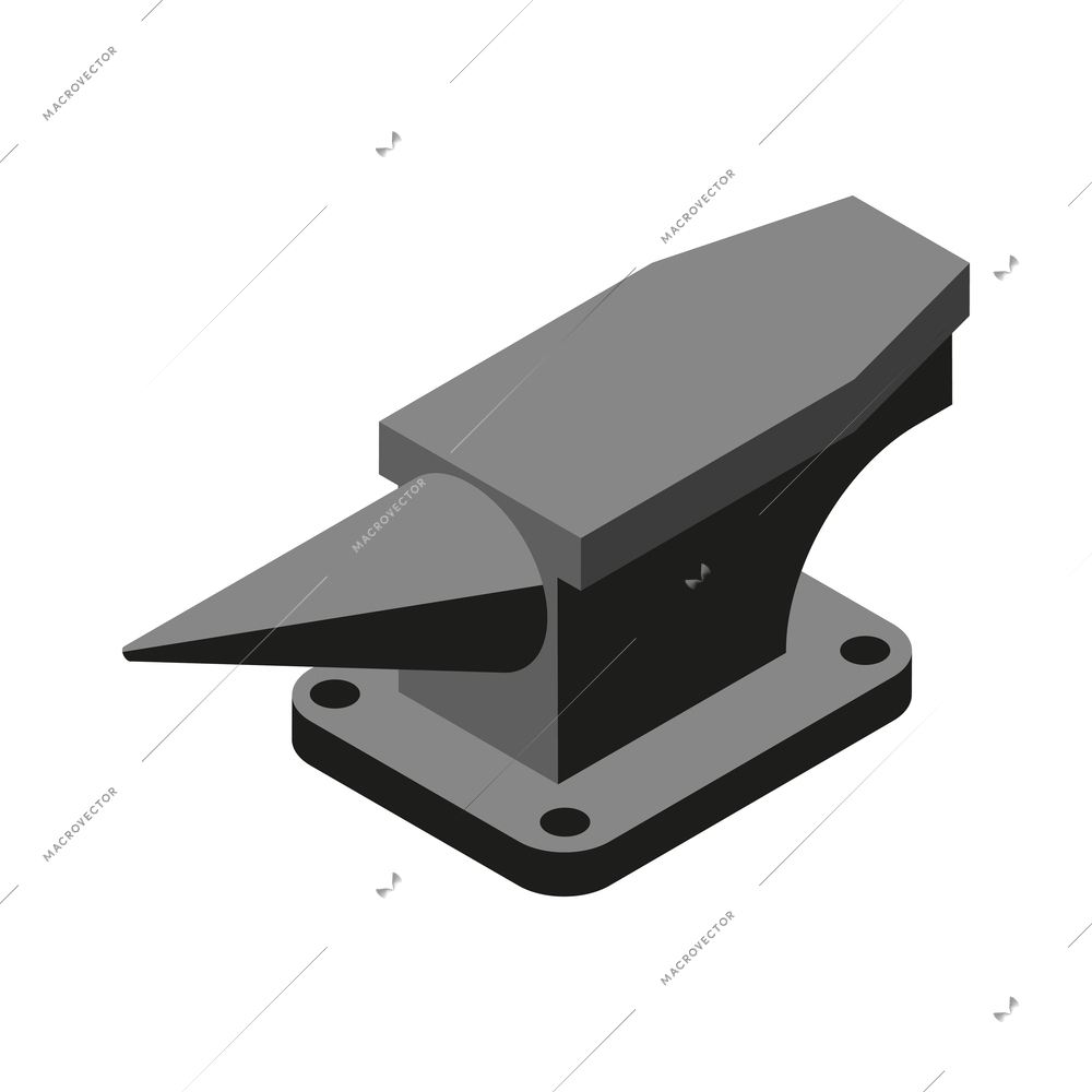 Isometric blacksmith composition with isolated iron forging shop icon on blank background vector illustration