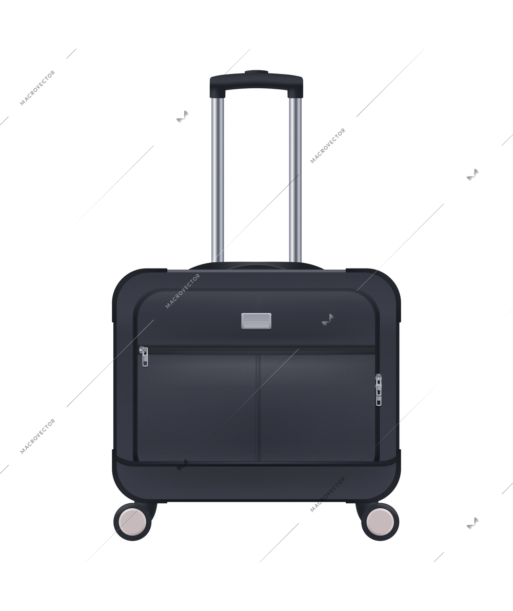 Baggage suitcase realistic composition with isolated front view image of travel bag on blank background vector illustration