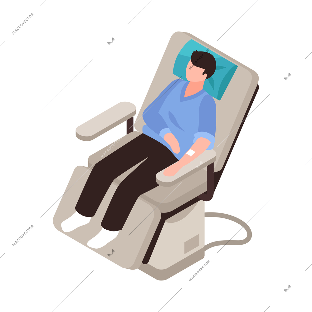 Isometric blood donor composition with isolated medical image on blank background vector illustration