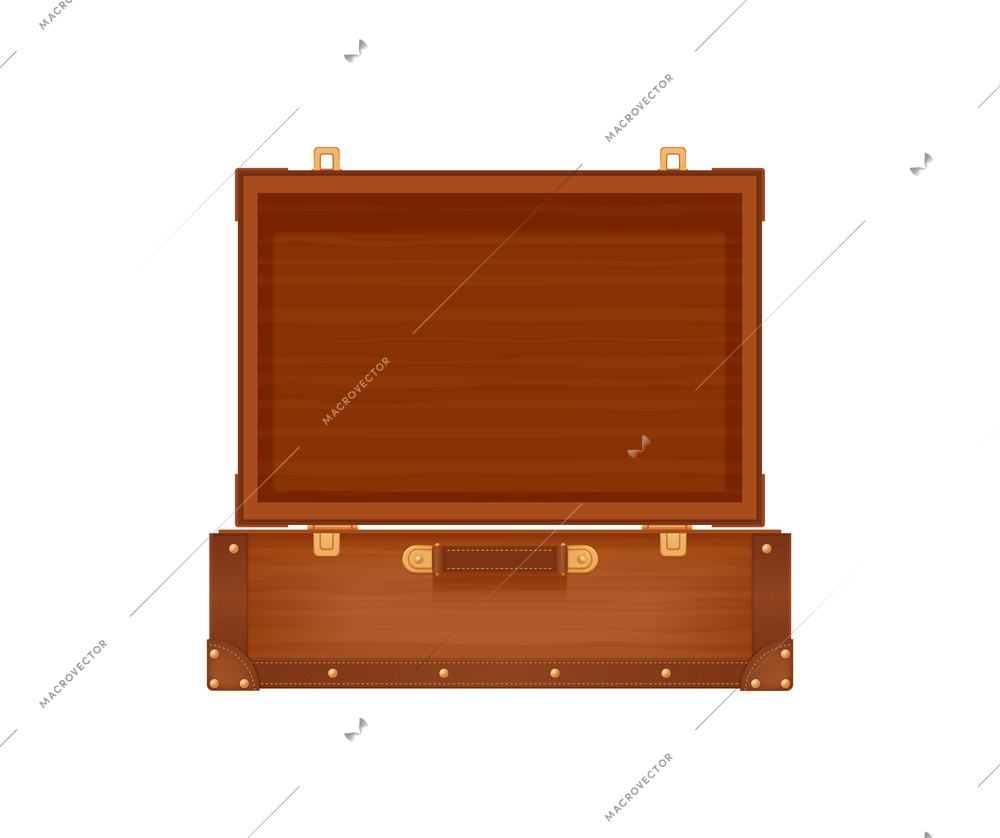 Baggage suitcase realistic composition with isolated front view image of travel bag on blank background vector illustration