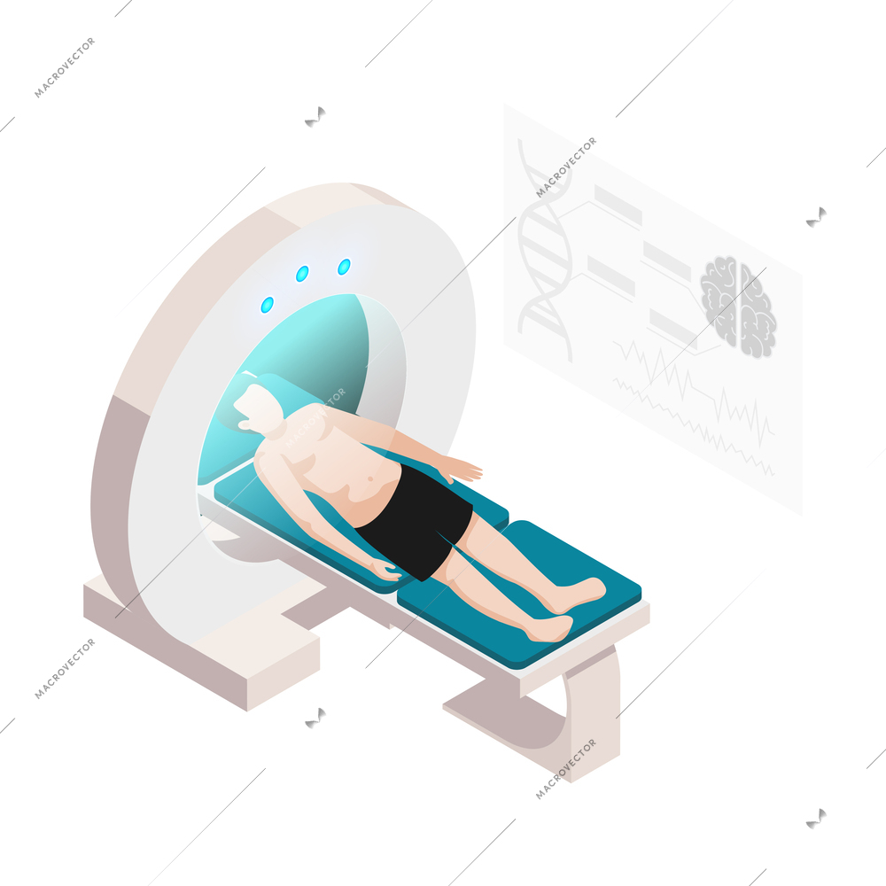 Modern medical technology isometric composition with icons of futuristic utilities on blank background vector illustration