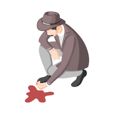 Classic detective isometric composition with secret agents investigators police inspector icons vector illustration