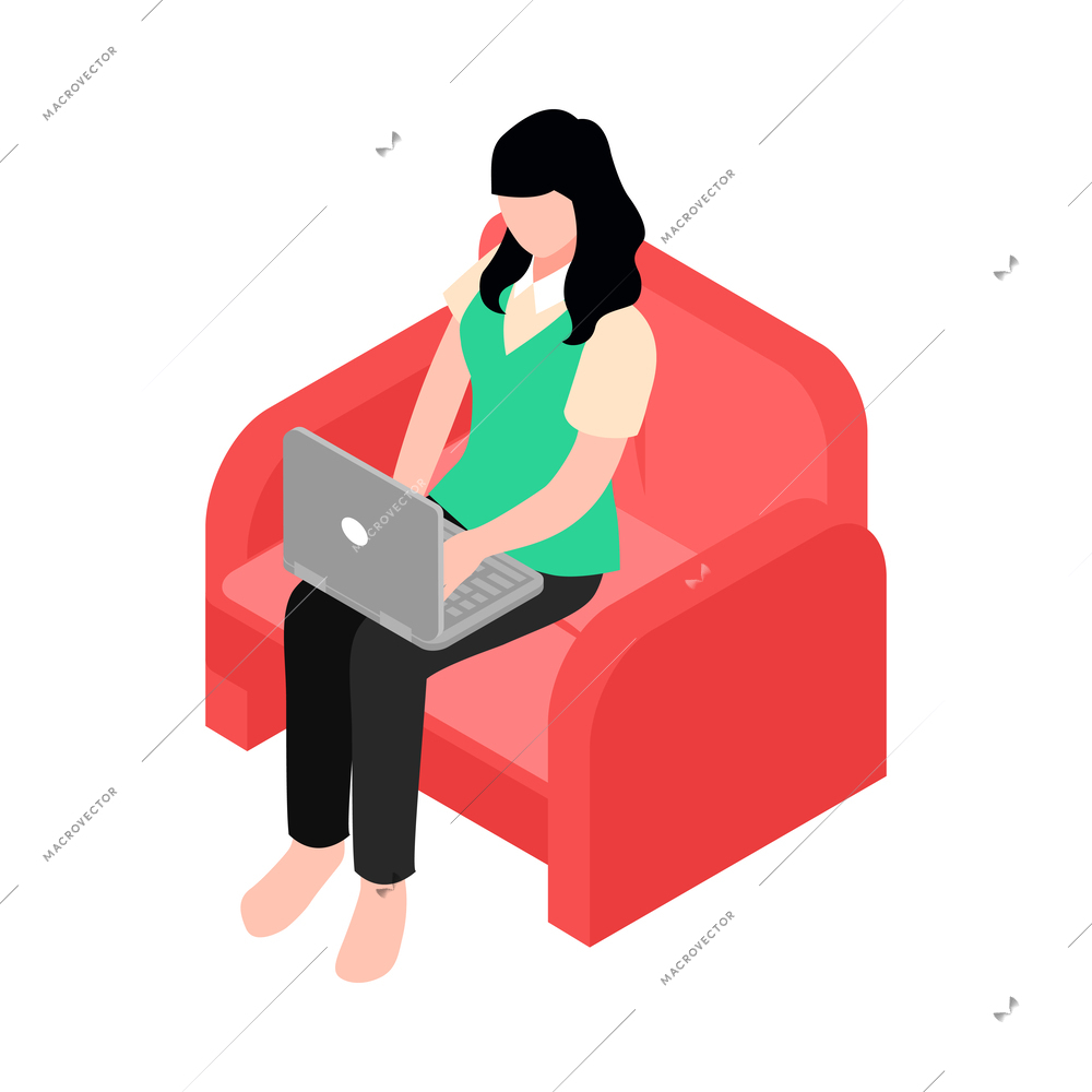 Isometric daily routine composition with faceless human character on blank background vector illustration