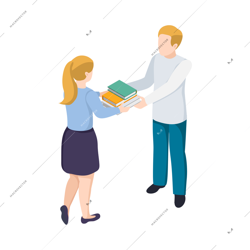 University people isometric composition with human characters and education icons on blank background vector illustration