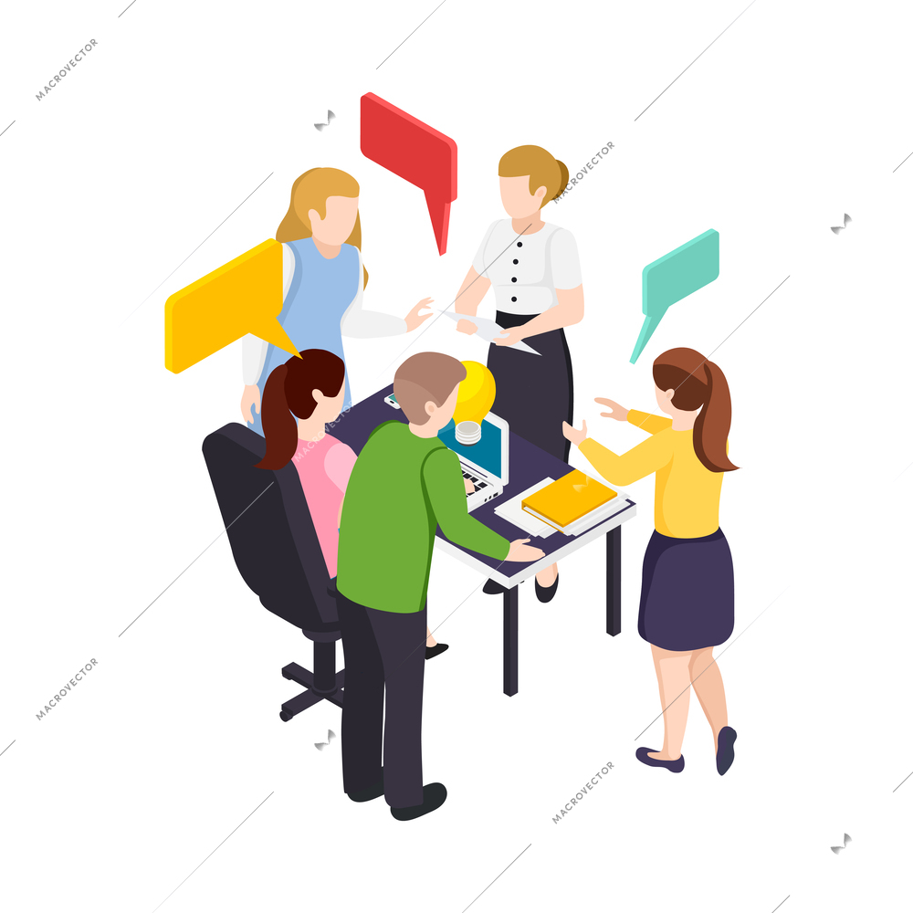 University people isometric composition with human characters and education icons on blank background vector illustration