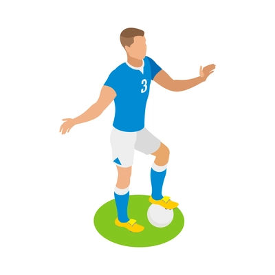 Football isometric composition with human character in uniform on blank background vector illustration