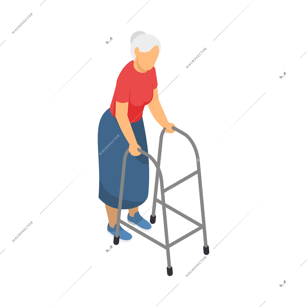 Isometric disable people composition with isolated human character of needy person on blank background vector illustration