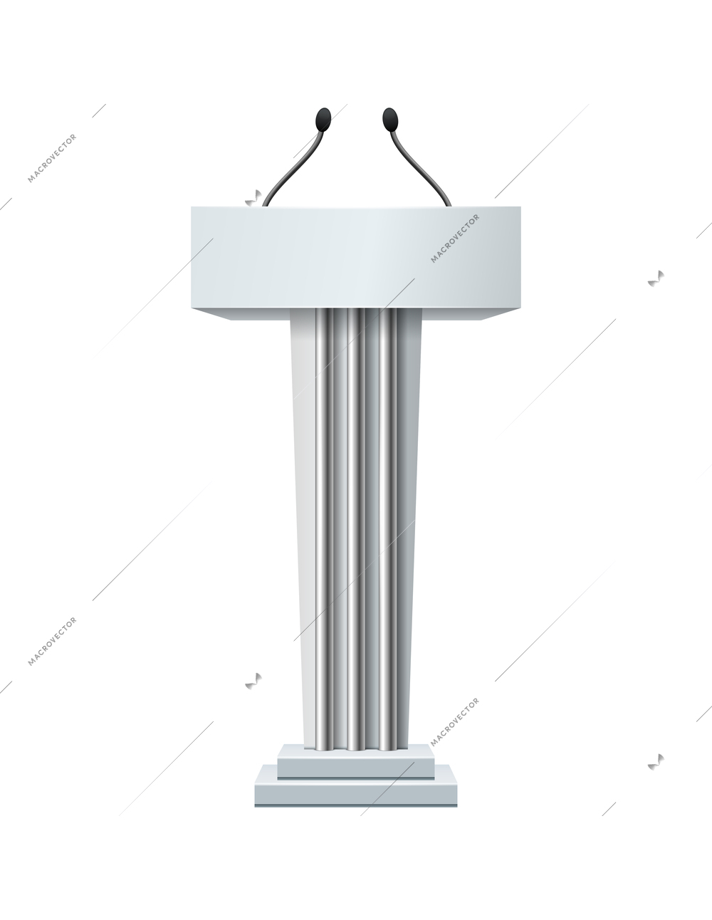 Tribune realistic composition with isolated front view image of speech pedestal on blank background vector illustration