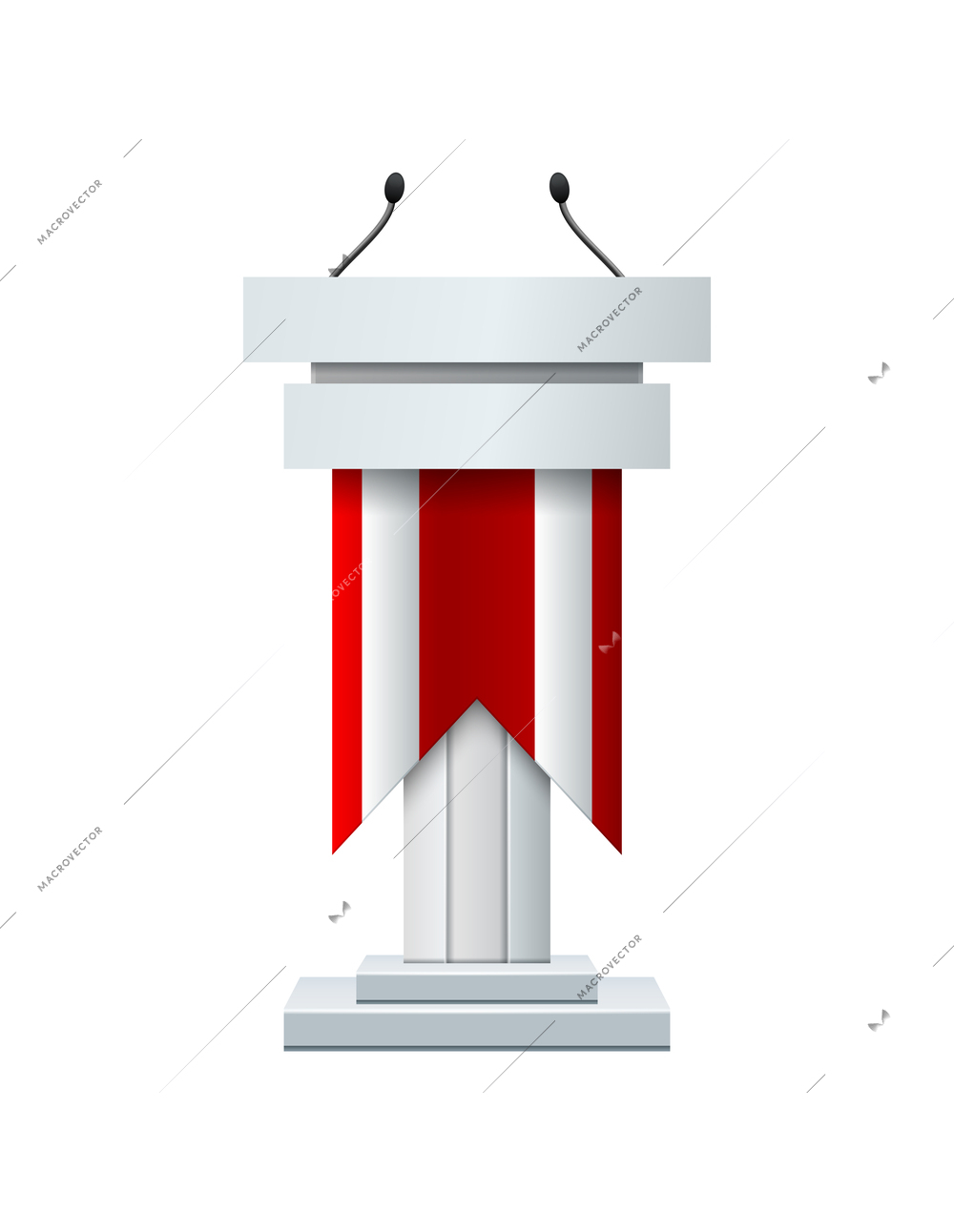 Tribune realistic composition with isolated front view image of speech pedestal on blank background vector illustration