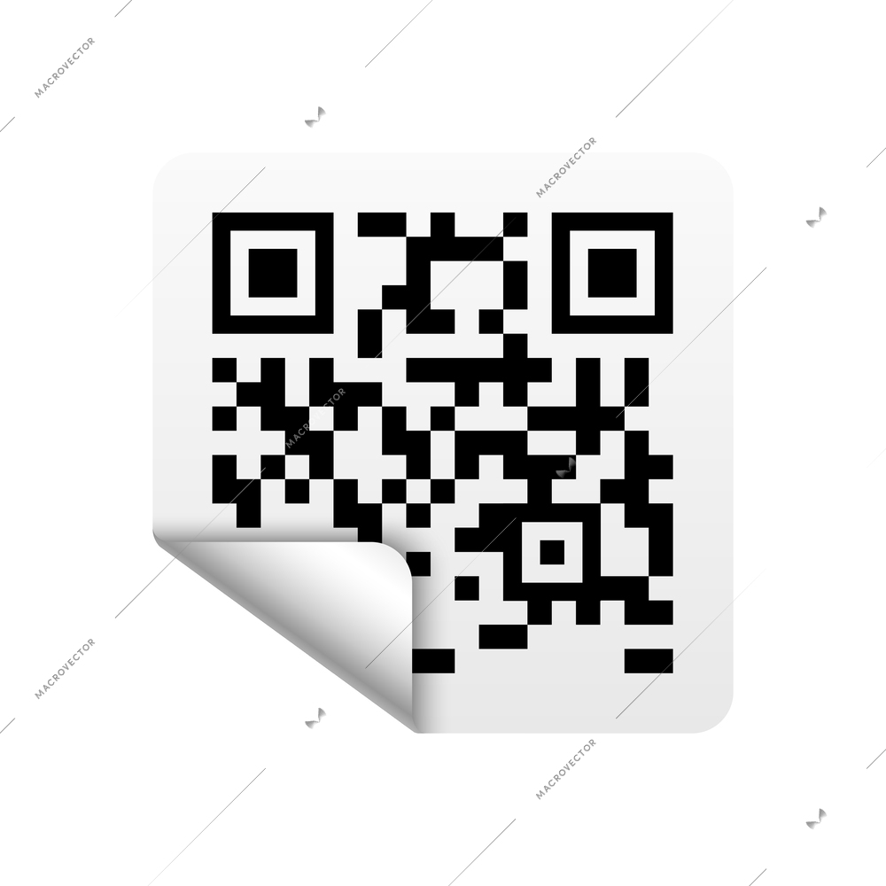 Qr bar code types stickers composition with isolated front view of sticky paper with printed code vector illustration