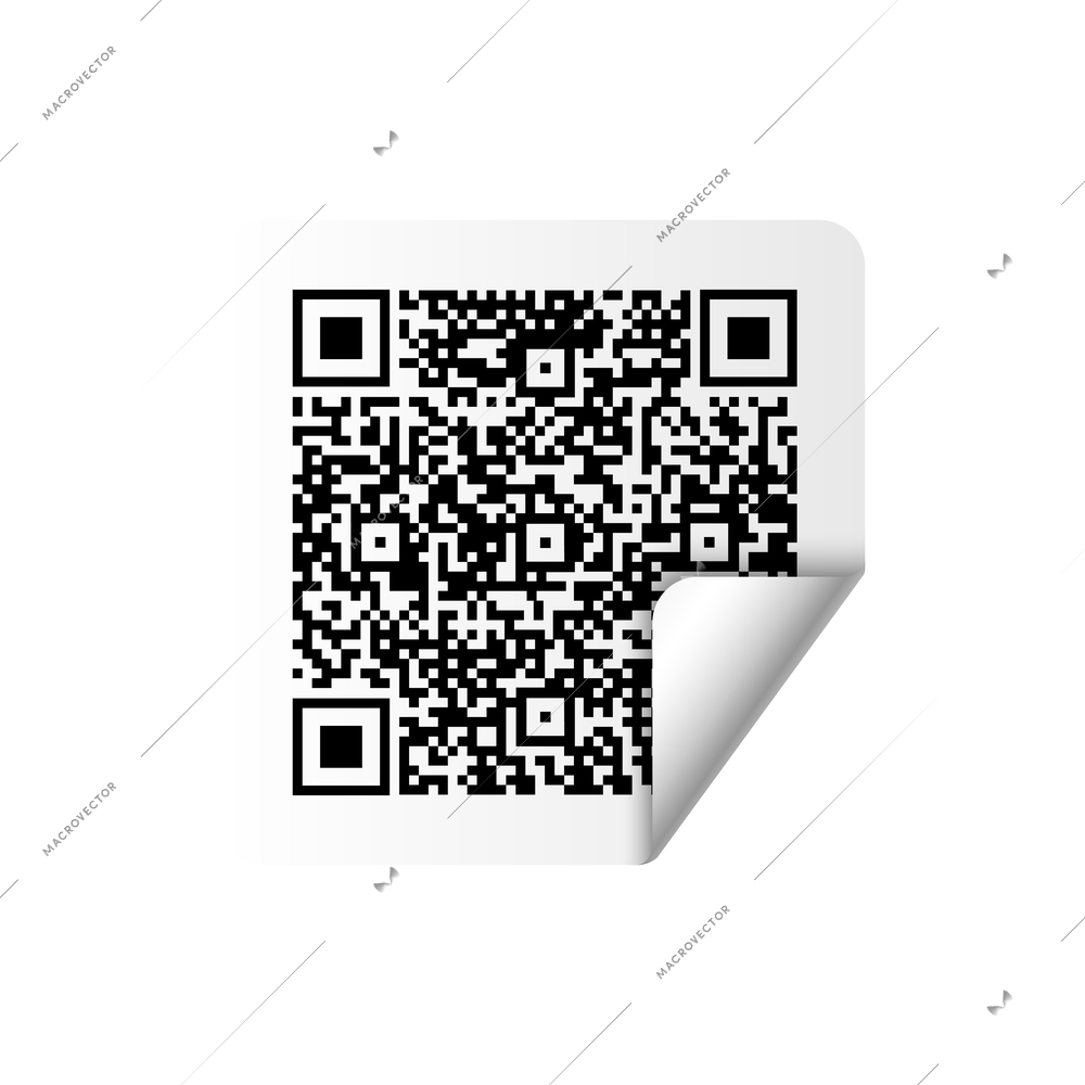 Qr bar code types stickers composition with isolated front view of sticky paper with printed code vector illustration