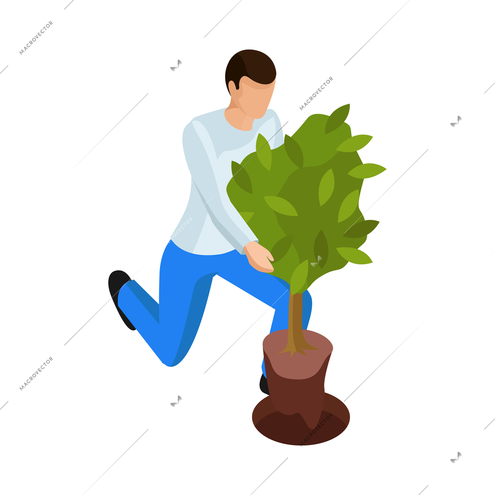 Ordinary farmers life isometric composition with human character of farmer working in uniform vector illustration