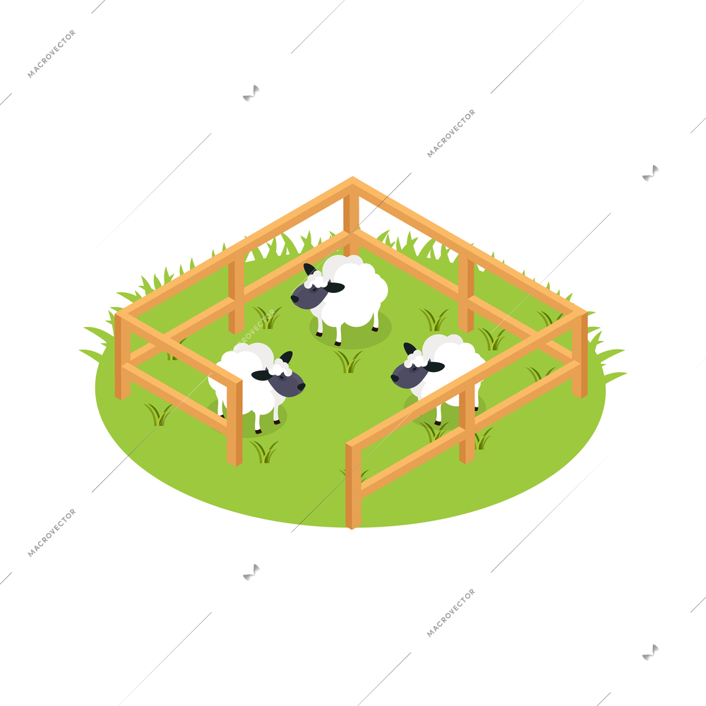 Ordinary farmers life isometric composition with isolated agricultural image on blank background vector illustration