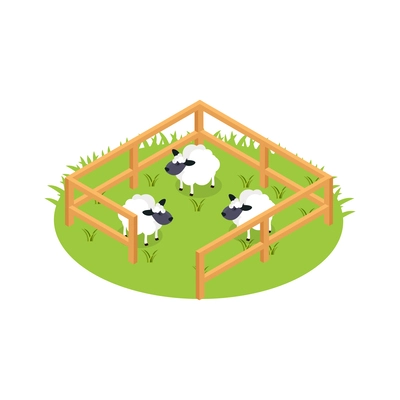 Ordinary farmers life isometric composition with isolated agricultural image on blank background vector illustration