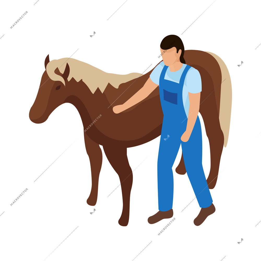 Ordinary farmers life isometric composition with human character of farmer working in uniform vector illustration