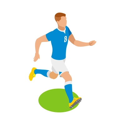 Football isometric composition with human character in uniform on blank background vector illustration