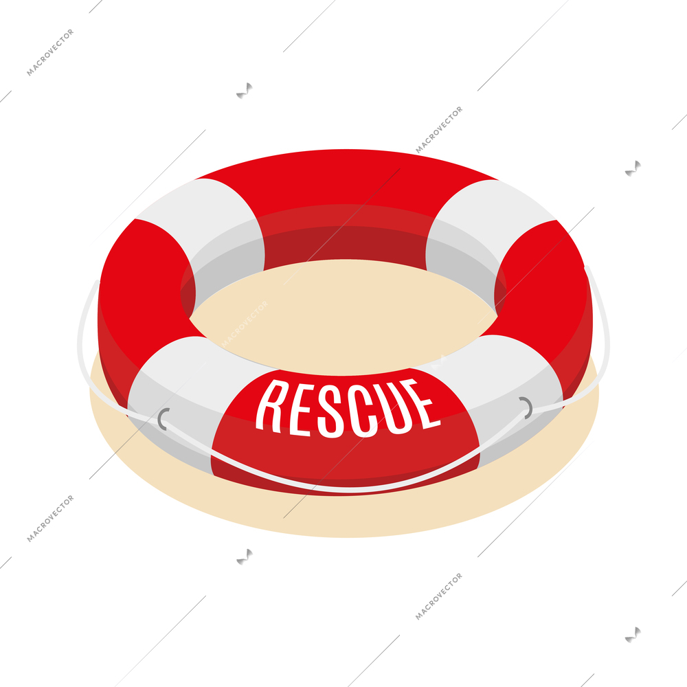 Beach lifeguards isometric composition with isolated item on blank background vector illustration