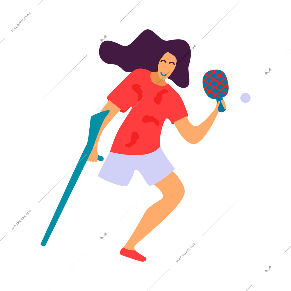 Disabled people sport flat composition with doodle incapitated person doing sports on blank background vector illustration