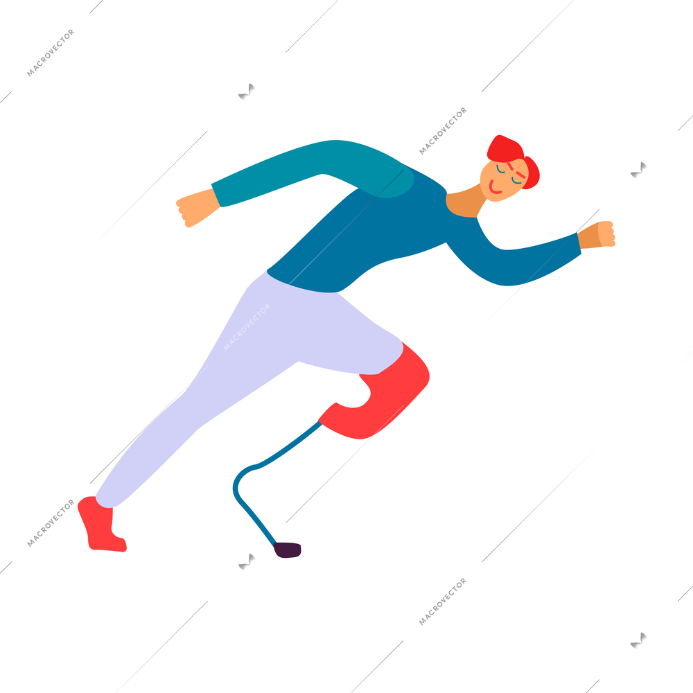 Disabled people sport flat composition with doodle incapitated person doing sports on blank background vector illustration