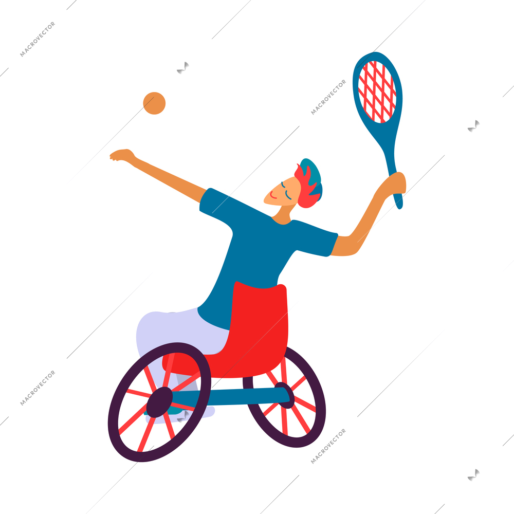 Disabled people sport flat composition with doodle incapitated person doing sports on blank background vector illustration