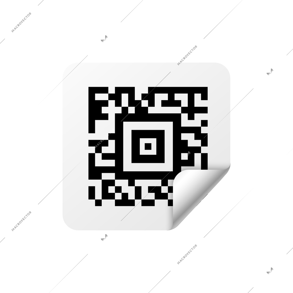 Qr bar code types stickers composition with isolated front view of sticky paper with printed code vector illustration