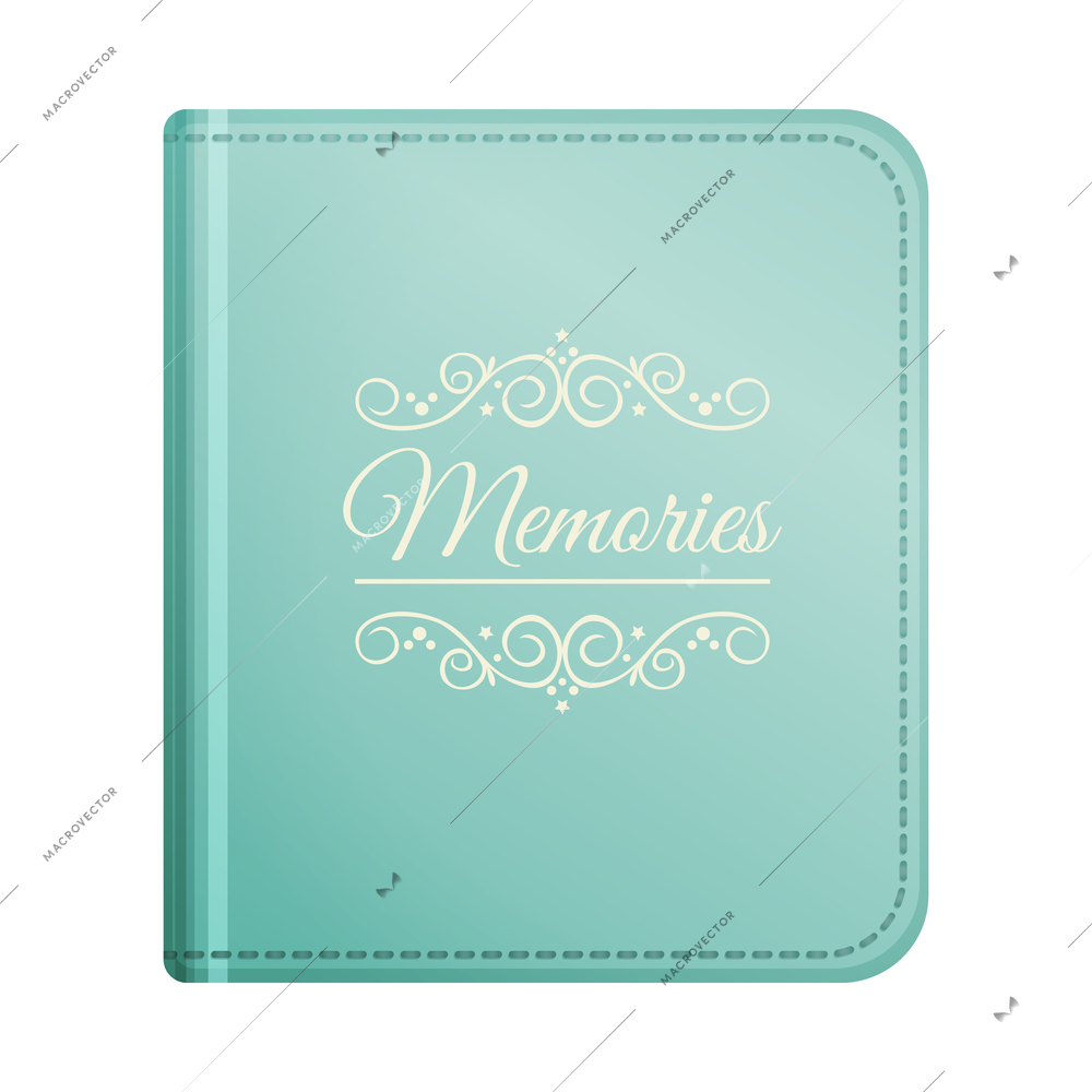 Diary photo album memories composition with isolated image of accessory on blank background vector illustration