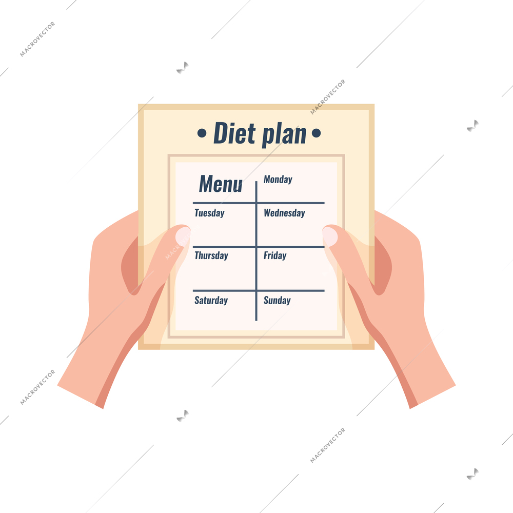Diet composition with isolated icons of basic nutrition good health and losing weight vector illustration