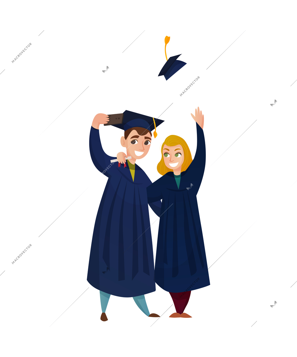 School students composition with doodle characters of classmates activities on blank background vector illustration