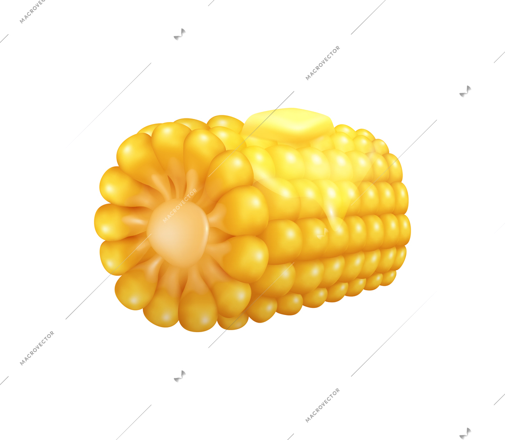 Corn realistic composition with isolated image of food product on blank background vector illustration