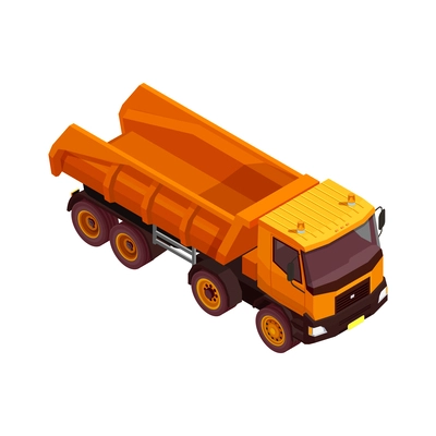 Construction machinery isometric composition with isolated image of yellow colored vehicle vector illustration