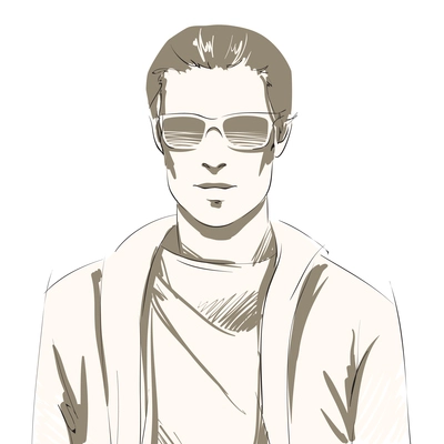 Handsome young man portrait wearing sunglasses and slip-over, casual style isolated vector illustration