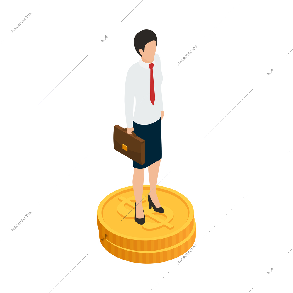 Entrepreneur concept isometric composition with faceless human character and business icons vector illustration