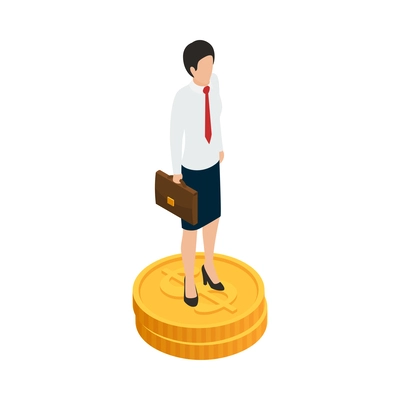 Entrepreneur concept isometric composition with faceless human character and business icons vector illustration