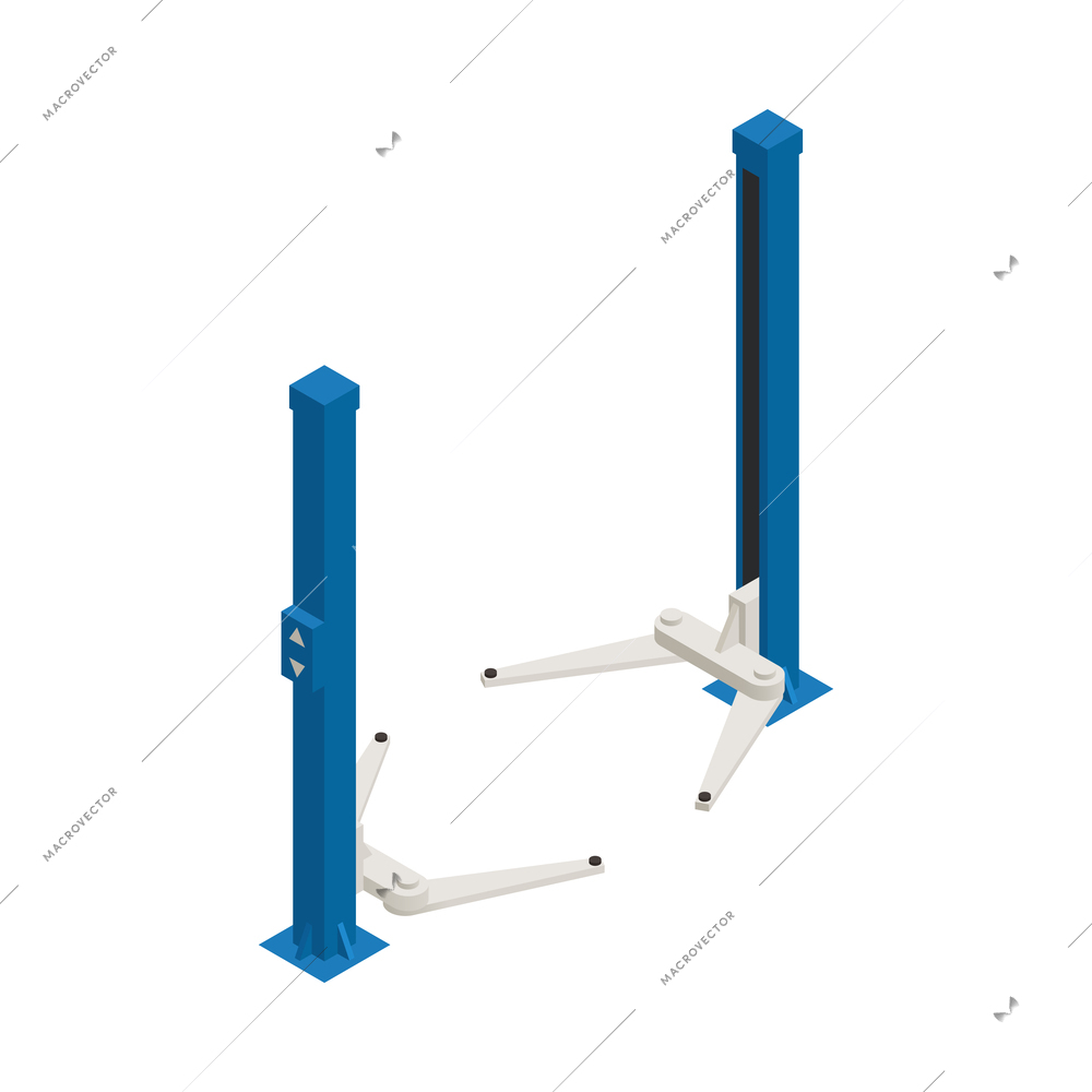 Tire production service isometric composition with isolated machinery image on blank background vector illustration