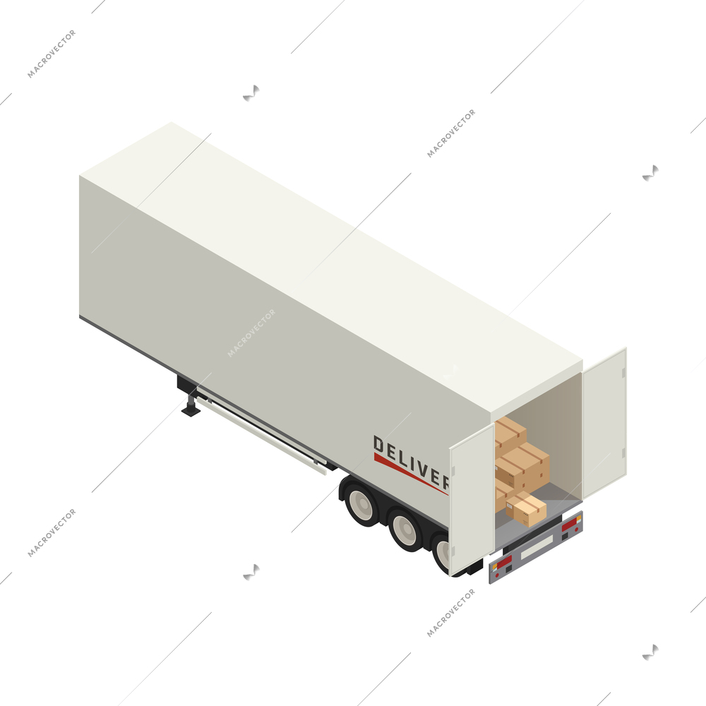 Cargo transportation logistic isometric composition with isolated delivery vehicle icon on blank background vector illustration