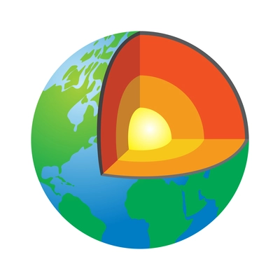 Earth exploration isometric composition with isolated image of soil layers structure on blank background vector illustration