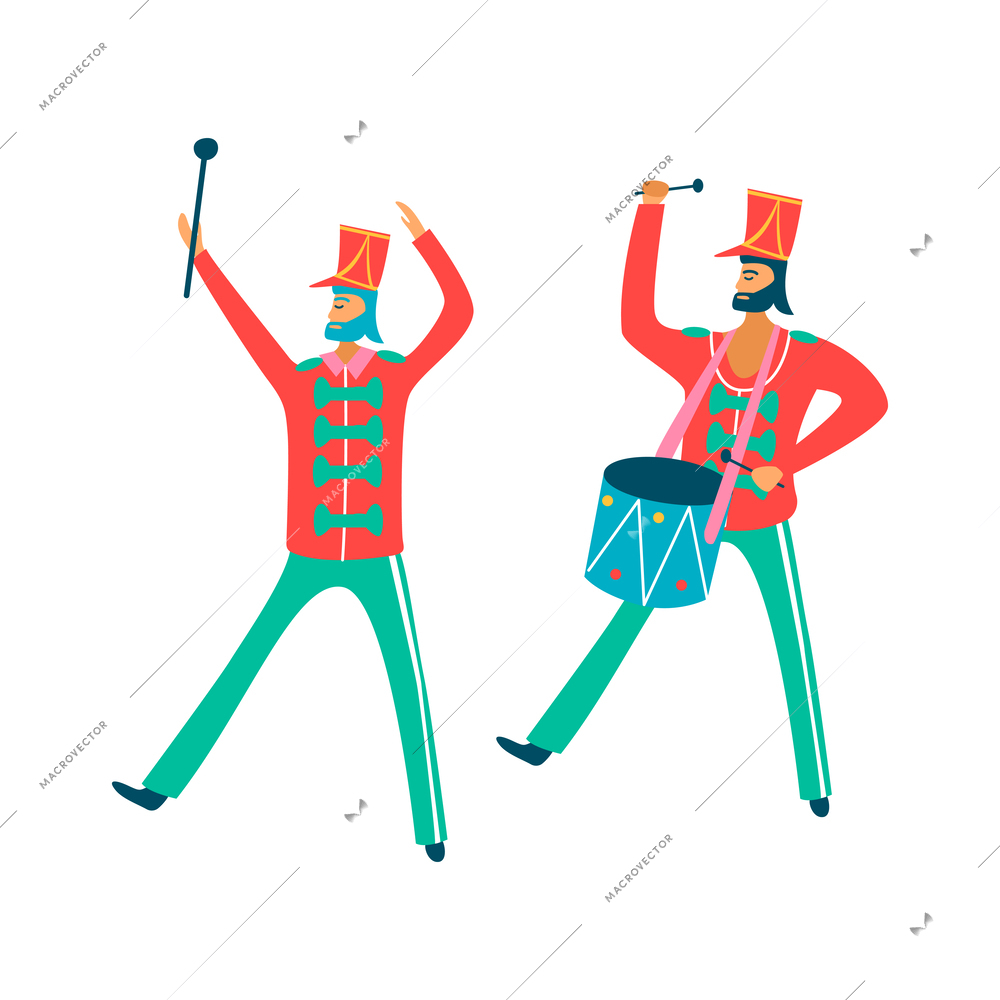 Parade people flat composition with isolated doodle style human characters of peaceful persons festive costumes vector illustration