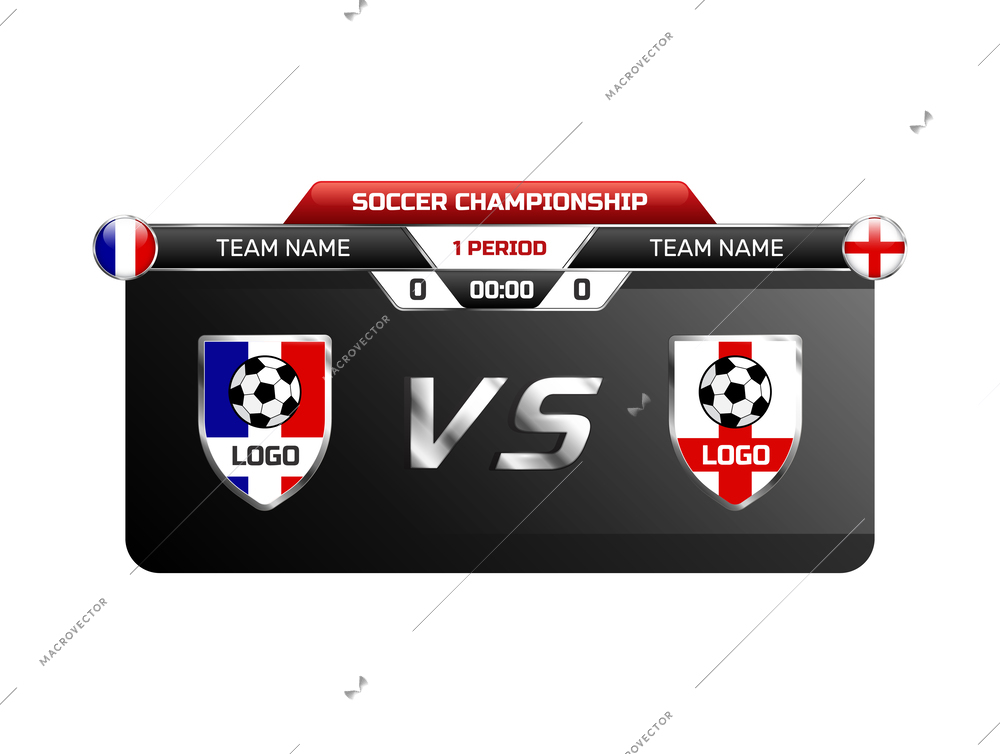 Sport program broadcast elements composition with isolated livestream graphics on blank background vector illustration