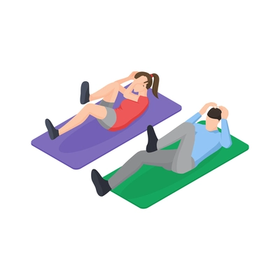 Physiotherapy rehabilitation clinic isometric composition with treatment recovery icons human characters vector illustration