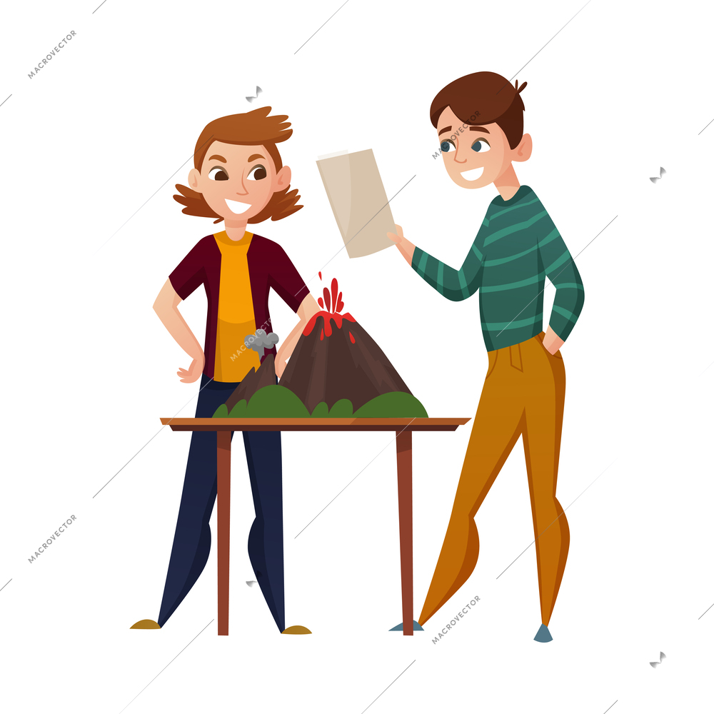 School students composition with doodle characters of classmates activities on blank background vector illustration