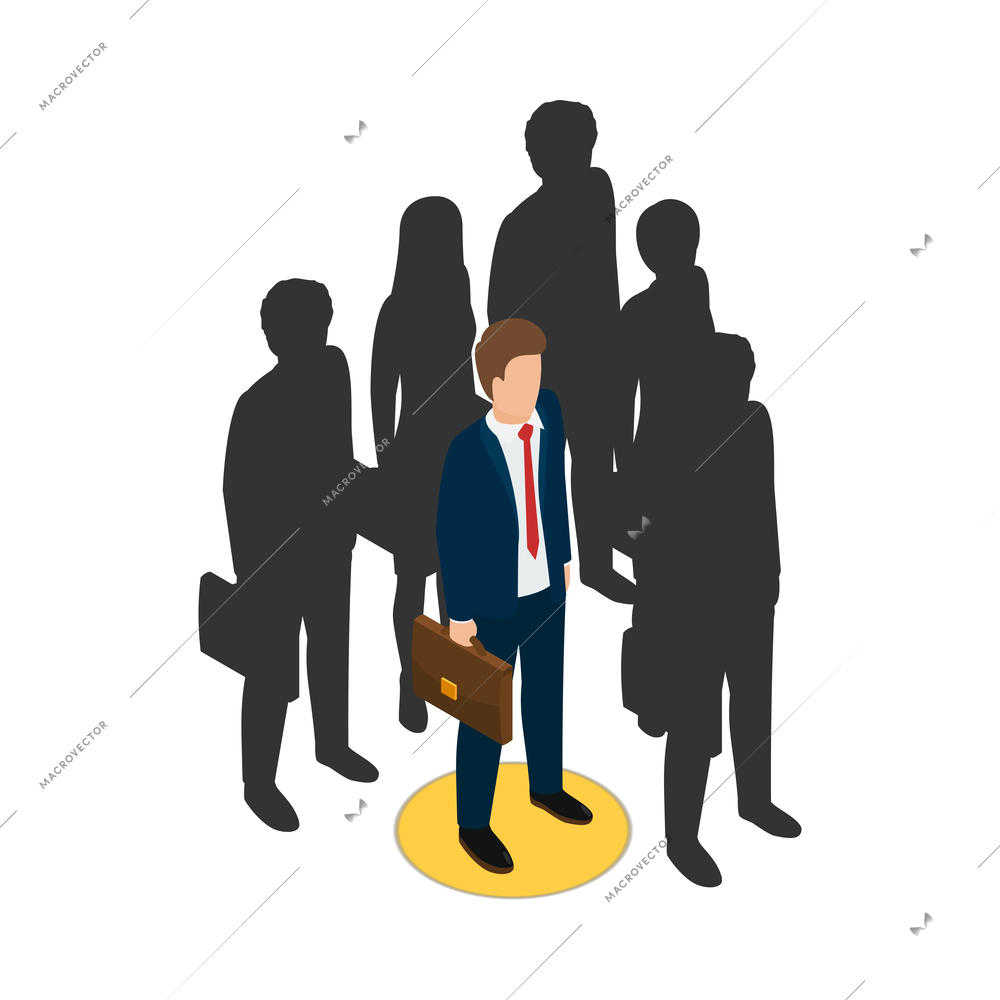 Entrepreneur concept isometric composition with faceless human character and business icons vector illustration