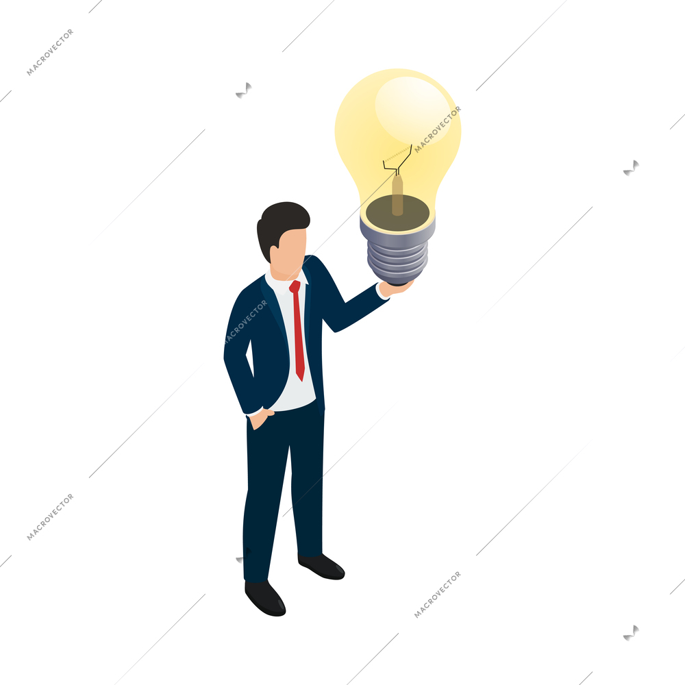 Entrepreneur concept isometric composition with faceless human character and business icons vector illustration